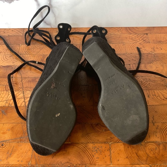 Vintage Black Suede Alaia Corset Laced Platforms - Picture 8 of 11